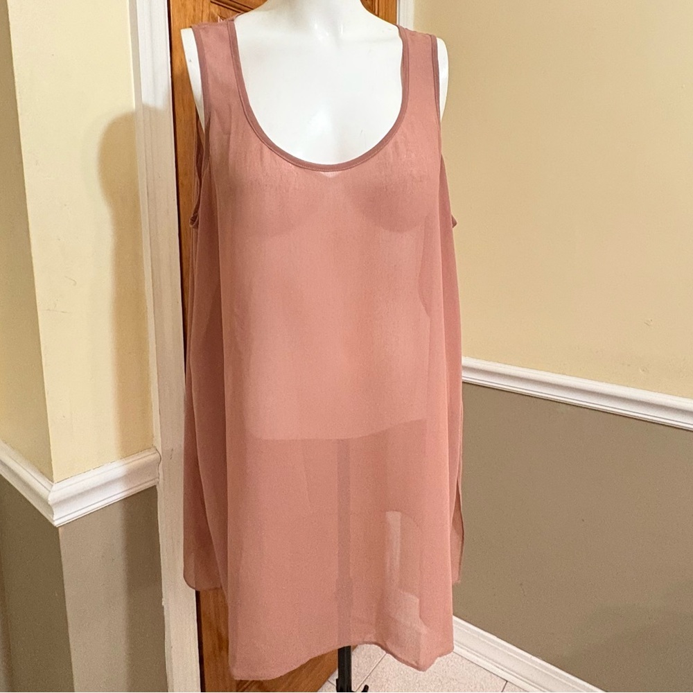 Wynne Layers Chic Blush Sleeveless Women's Sheer Tunic Sz.1X